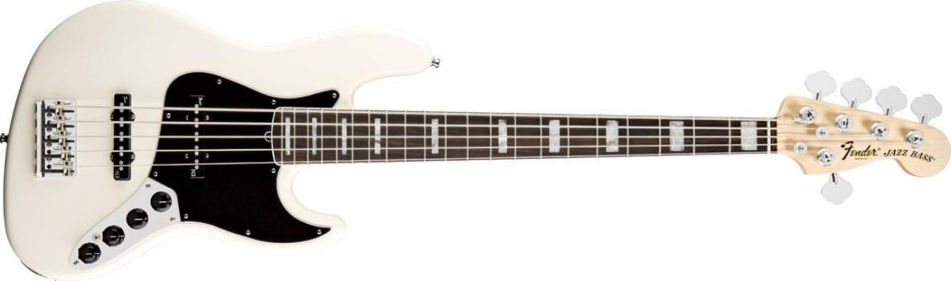 картинка Fender American Deluxe Jazz Bass V RW Olympic от магазина Multimusic